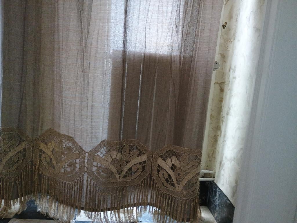 Rideaux avec bordure en dentelle de Bruges /1 paire, Enlèvement ou Envoi, Comme neuf, Autres types