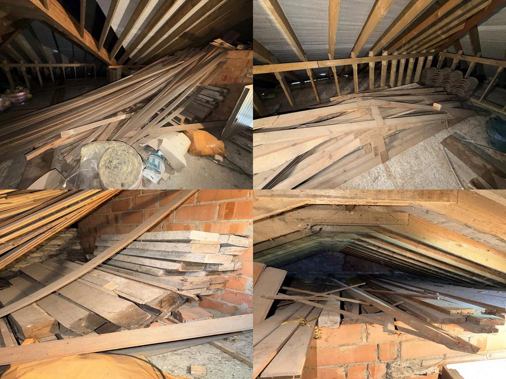 Grote partij hout zolder (balken,planken) voor hergebruik, Bricolage & Construction, Bois & Planches, Enlèvement, Comme neuf, Épicéa