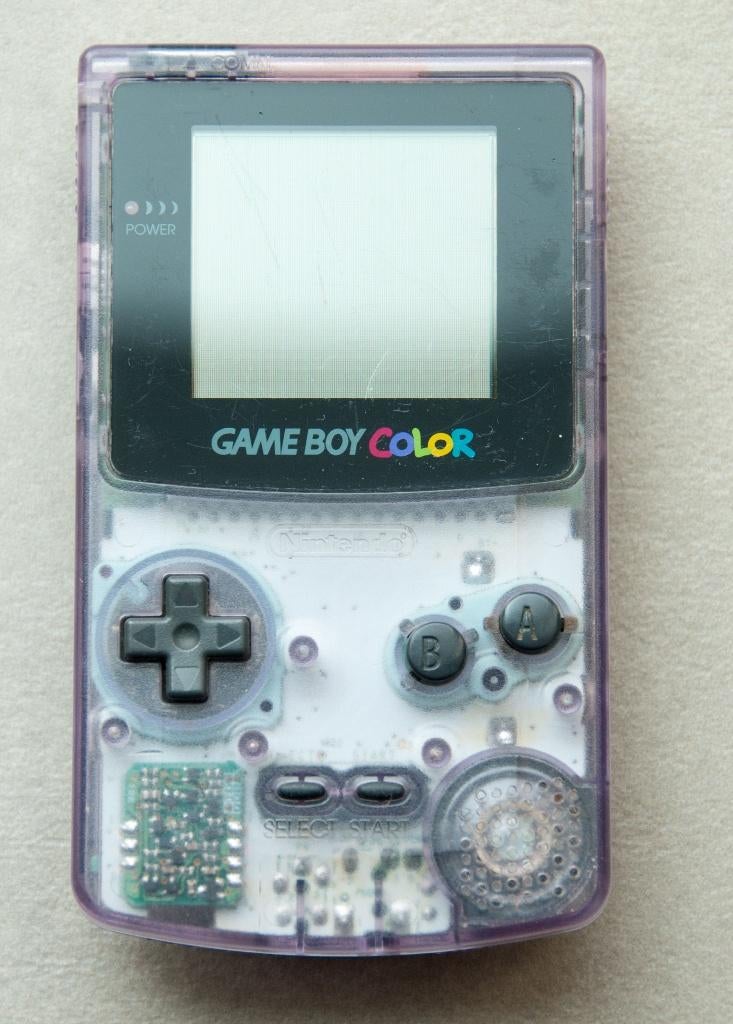 Nintendo Game Boy Color  Atomic Purple Transparant 1998, Ophalen of Verzenden, Gebruikt, Game Boy Color, Met beschermhoes of tas
