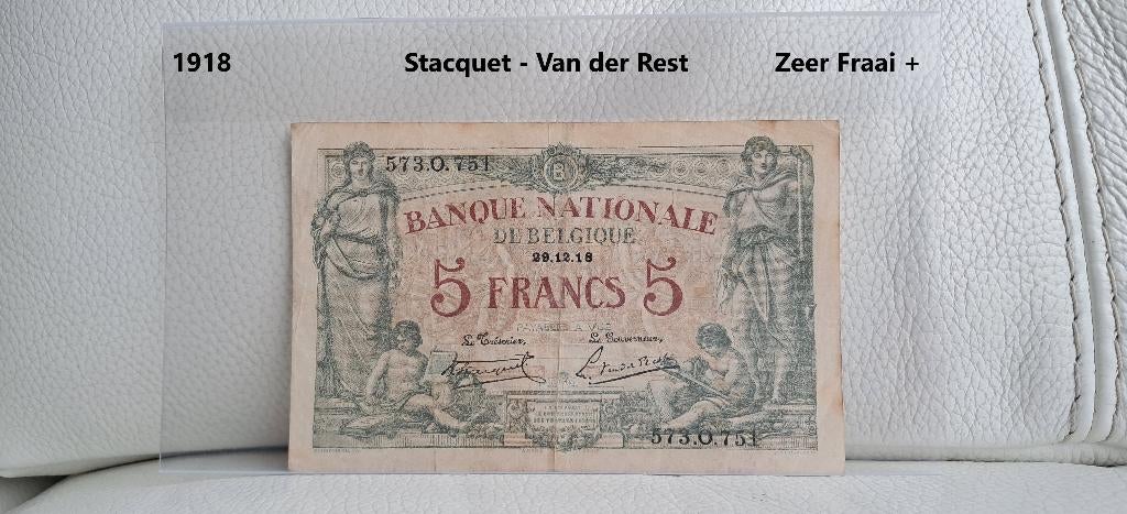 5 frank 1918, Postzegels en Munten, Bankbiljetten | België, Ophalen of Verzenden, Los biljet