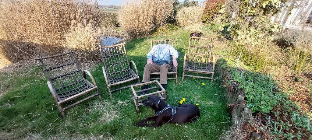 gratis rotan tuinset (zonder kussens), Tuin en Terras, Ophalen, 4 zitplaatsen, Gebruikt, Rotan