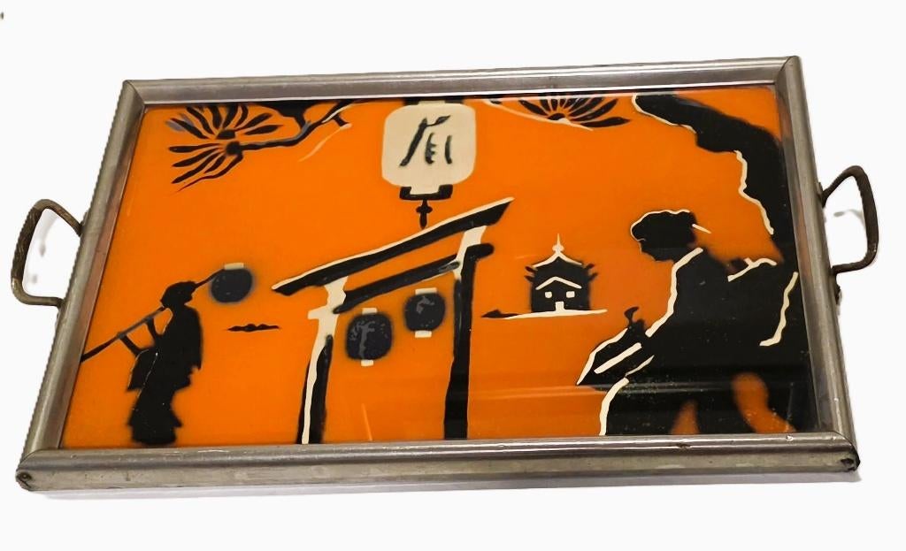 Plateau/plateau avec télécommande églomisée., Enlèvement ou Envoi, Maison et Meubles