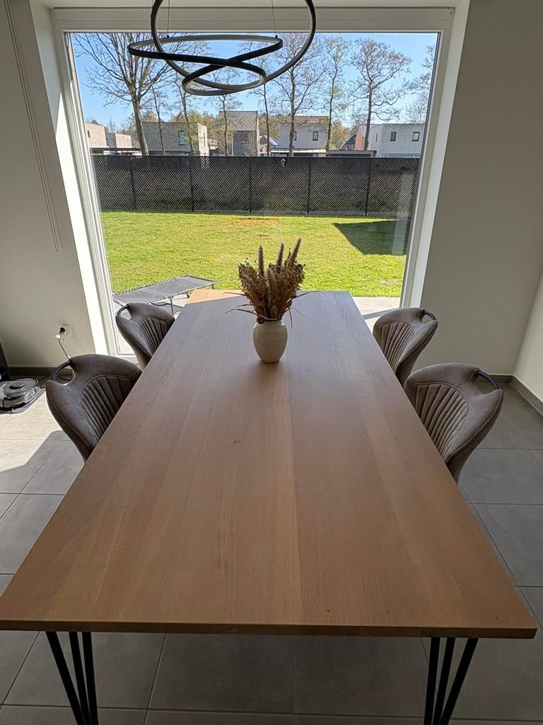 Eetkamertafel 220cm, Huis en Inrichting, Tafels | Eettafels, Ophalen, Gebruikt, Eikenhout, 200 cm of meer