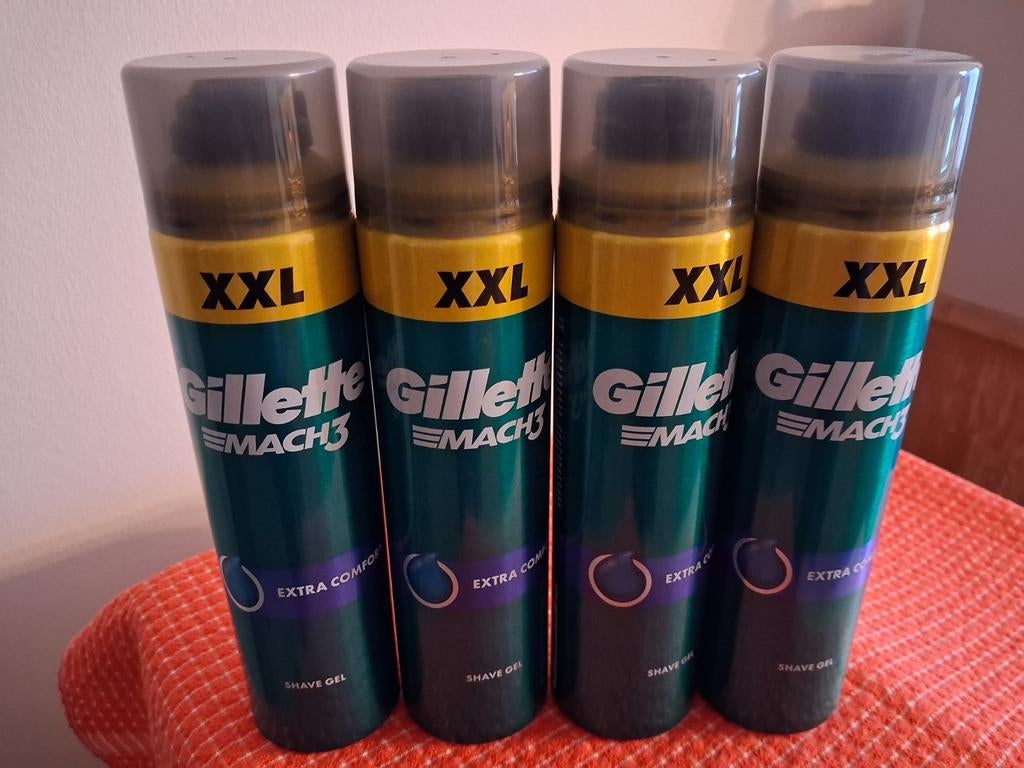 Gillette mach3 GEL XXL extra comfort 240ml 4 busjes, Ophalen of Verzenden, Nieuw, Gehele gezicht, Verzorging