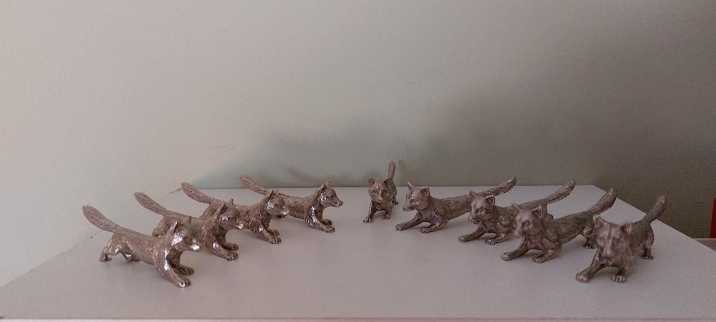 9 porte-couteaux couleur argent en forme de renards, Enlèvement ou Envoi, Comme neuf