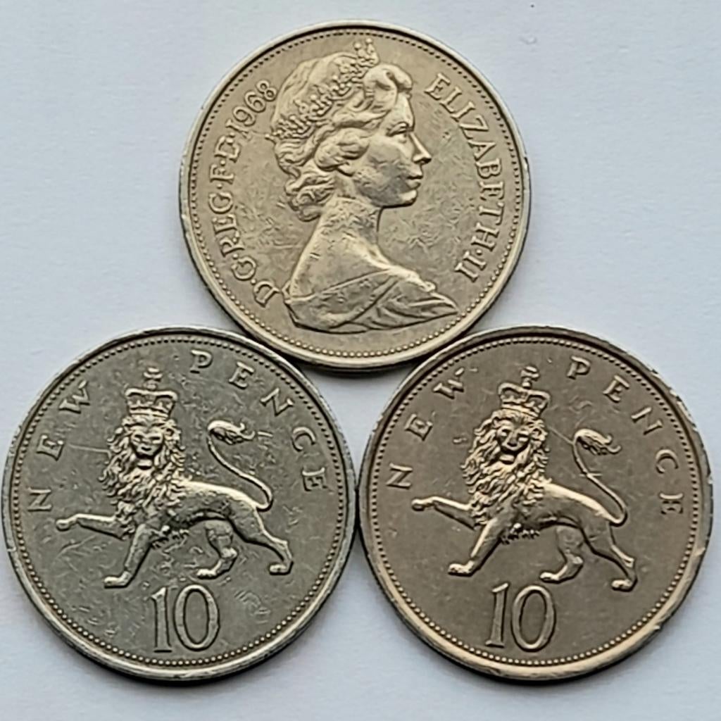 Verenigd Koninkrijk 3 x 10 New pence     (905), Ophalen of Verzenden, Overige landen, Losse munt