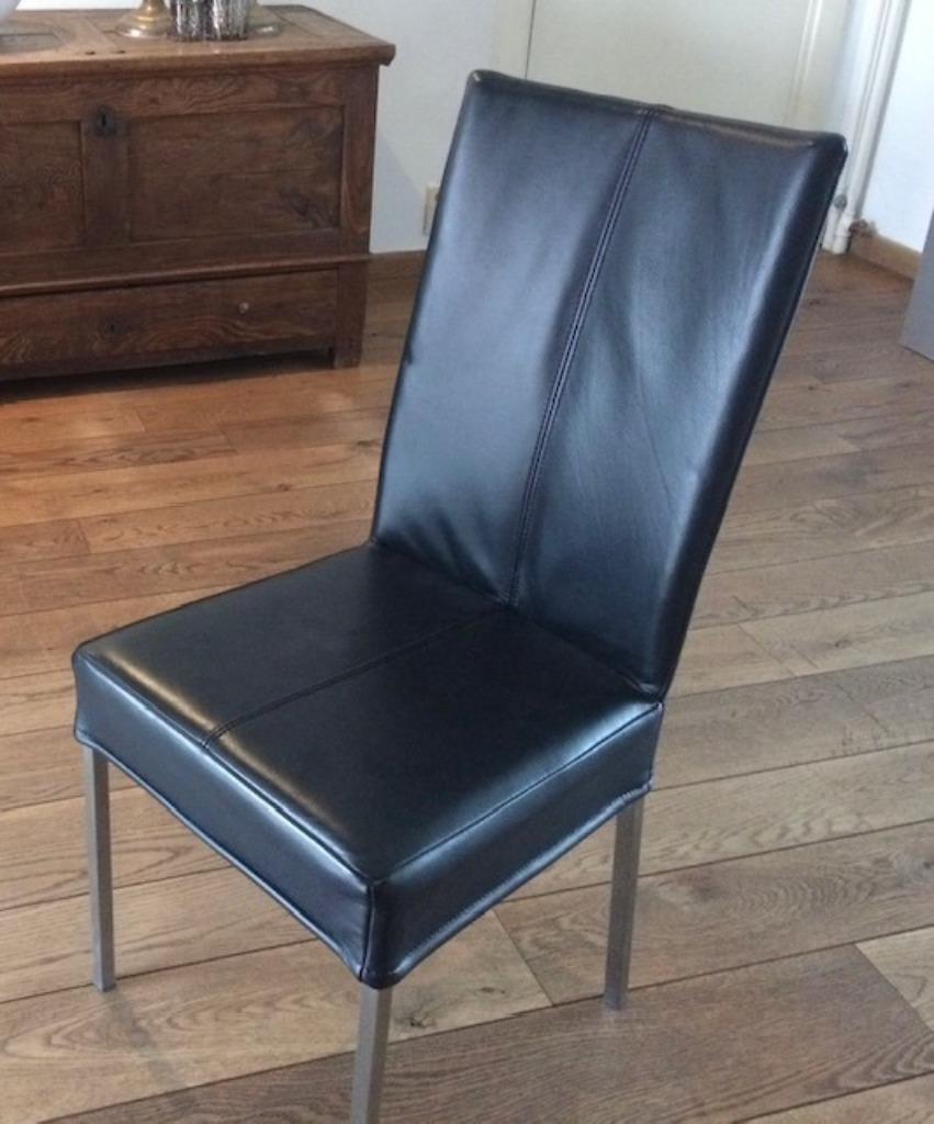Stoelen eetkamer, Huis en Inrichting, Stoelen, Zo goed als nieuw, Vier, Leer, Zwart, Ophalen