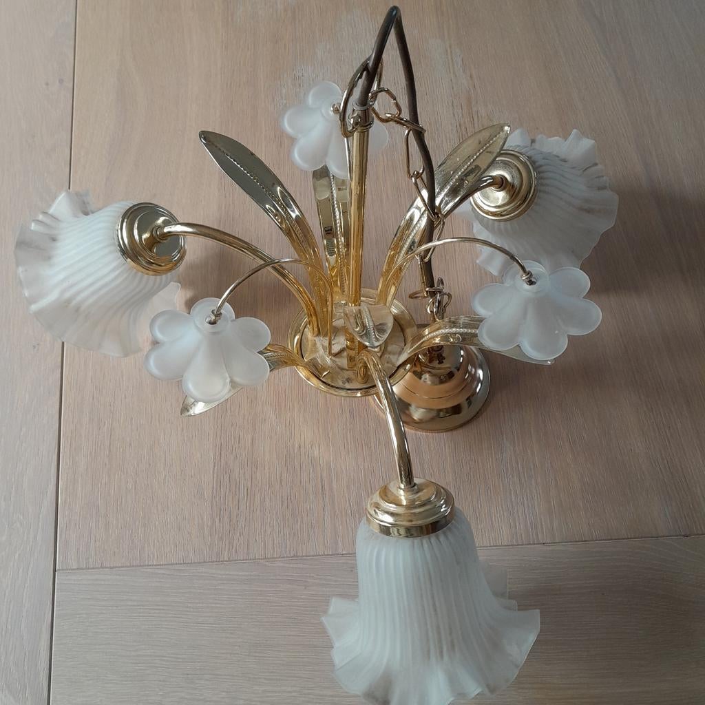 Plafondkroonluchter met 3 lampen, Huis en Inrichting, Lampen | Kroonluchters, Ophalen, Gebruikt