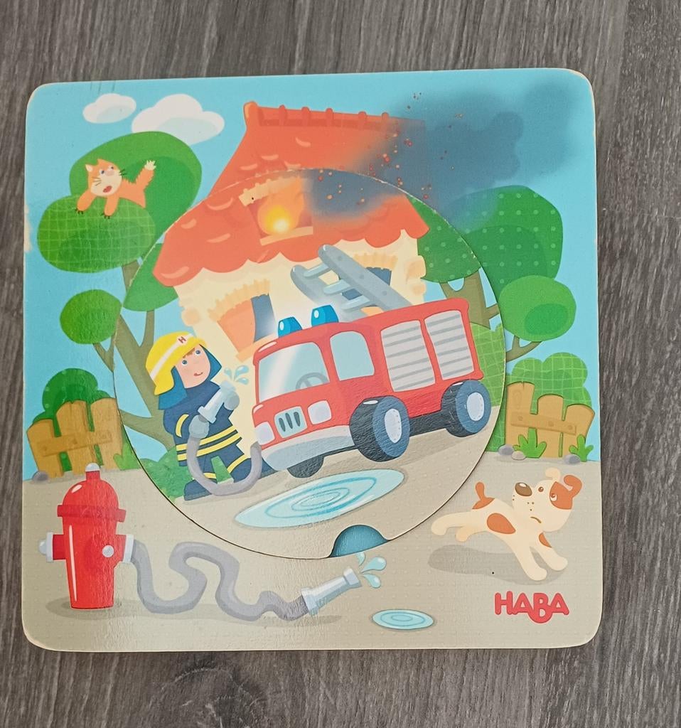 Haba brandweerpuzzel, Ophalen of Verzenden, Zo goed als nieuw