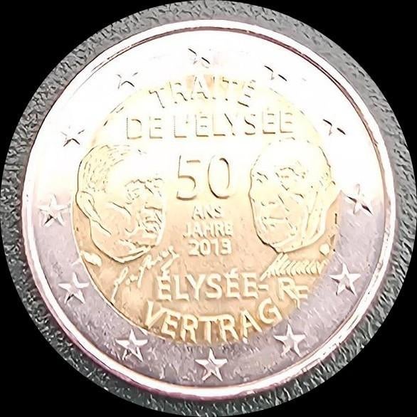 Pièce de 2 euros commémorative des 50 ans du traité de l'Ely, Enlèvement ou Envoi, France, 2 euros, Monnaie en vrac