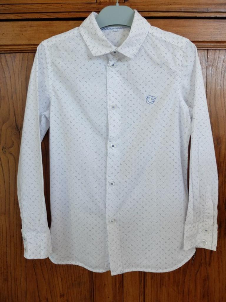 Wit hemd lange mouw Gymp Maat 134 (jongen), Gebruikt, Overhemd of Blouse, Ophalen of Verzenden, Gymp