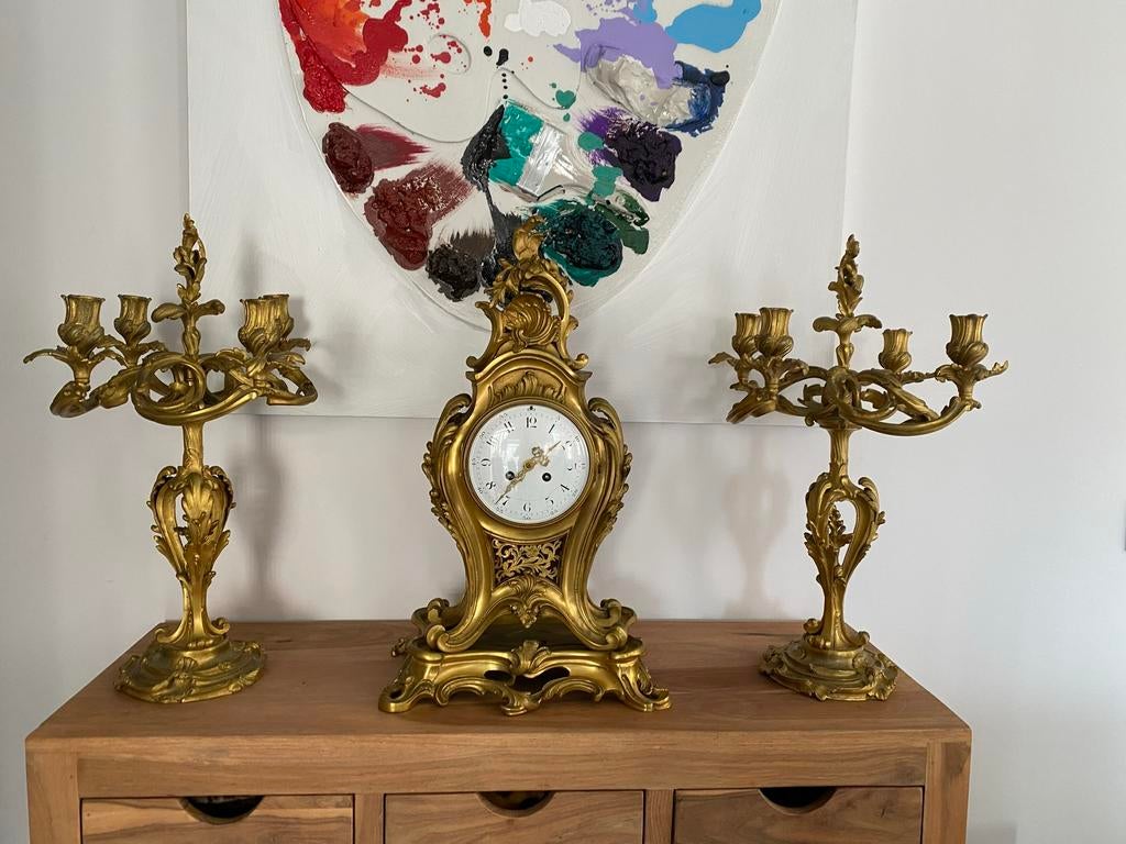 Garniture de cheminée en bronze, Antiquités & Art, Enlèvement, Bronze