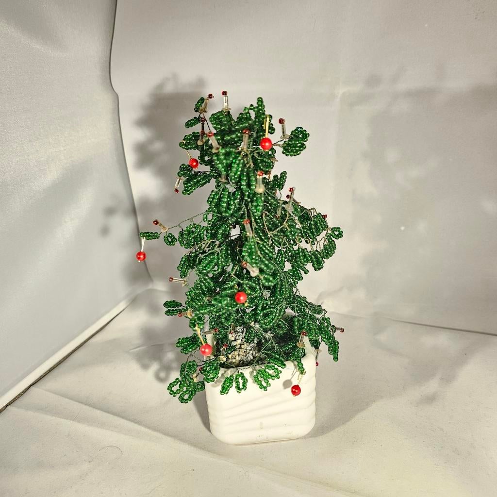Vintage kerstboom glasparels met ornamenten, Ophalen of Verzenden, Zo goed als nieuw