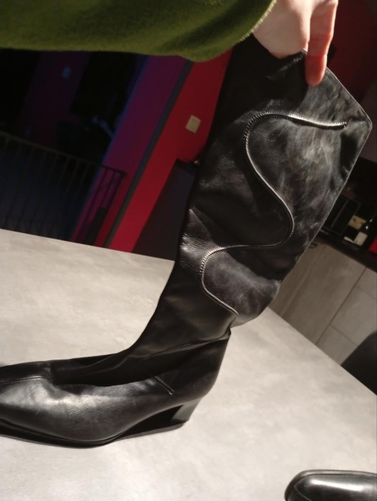 Bottes pour femme en cuir noir, Enlèvement ou Envoi, Noir