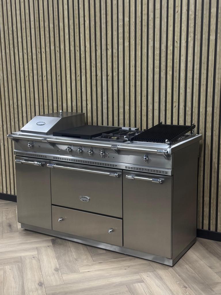 Luxe Lacanche 150cm Fornuis Inox Gas + Coup de feu, Elektronische apparatuur, Ophalen of Verzenden, Grill, Elektrisch