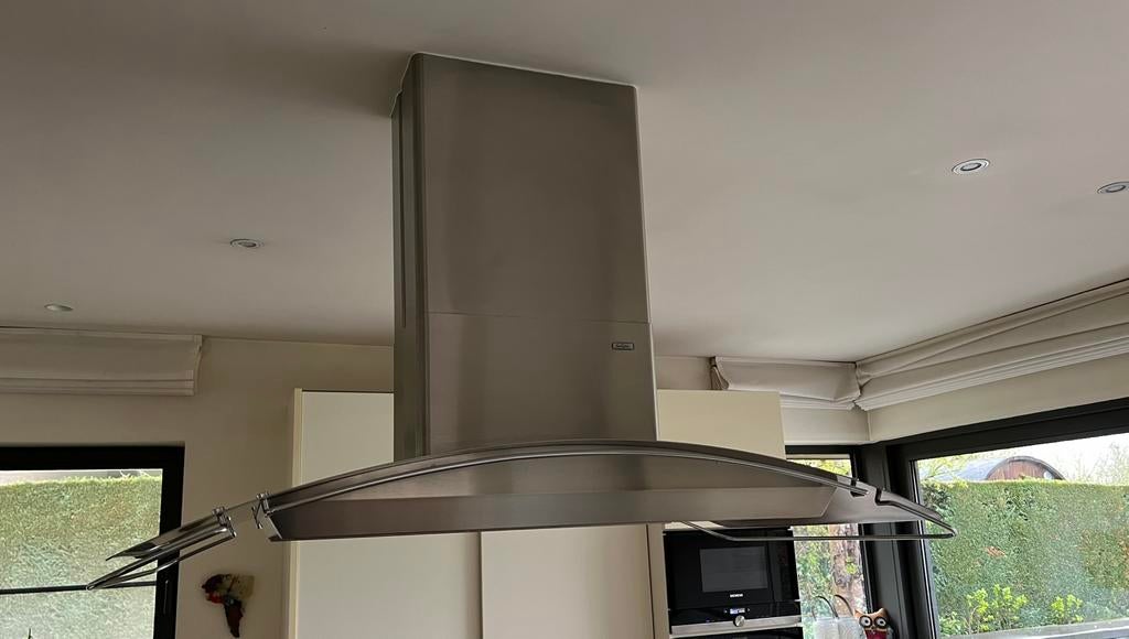 Dampkap volledig in inox en onbeschadigd., Elektronische apparatuur, Afzuigkappen, Ophalen, Gebruikt, Vrijstaand, Eilandschouwkap