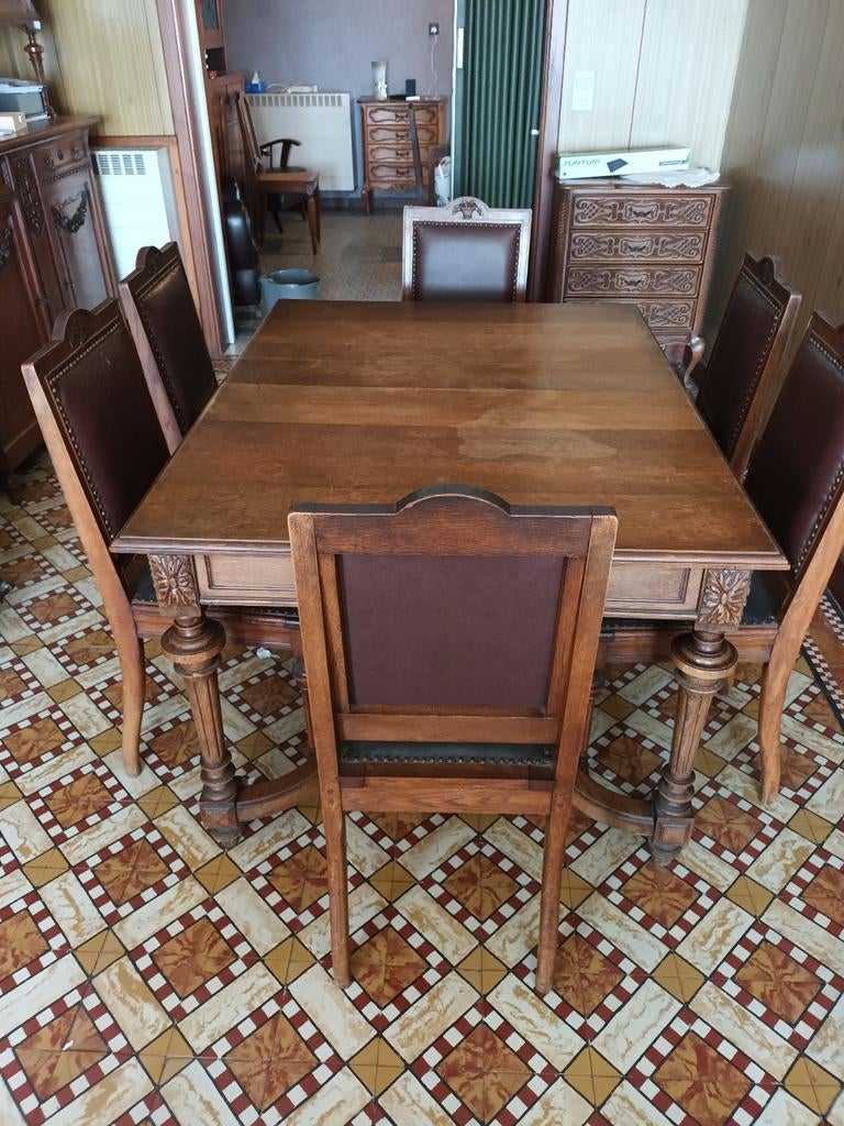 Prachtige Antieke Eetkamerset in Mechelse Renaissancestijl, Maison & Meubles, Salles à manger complètes, Enlèvement