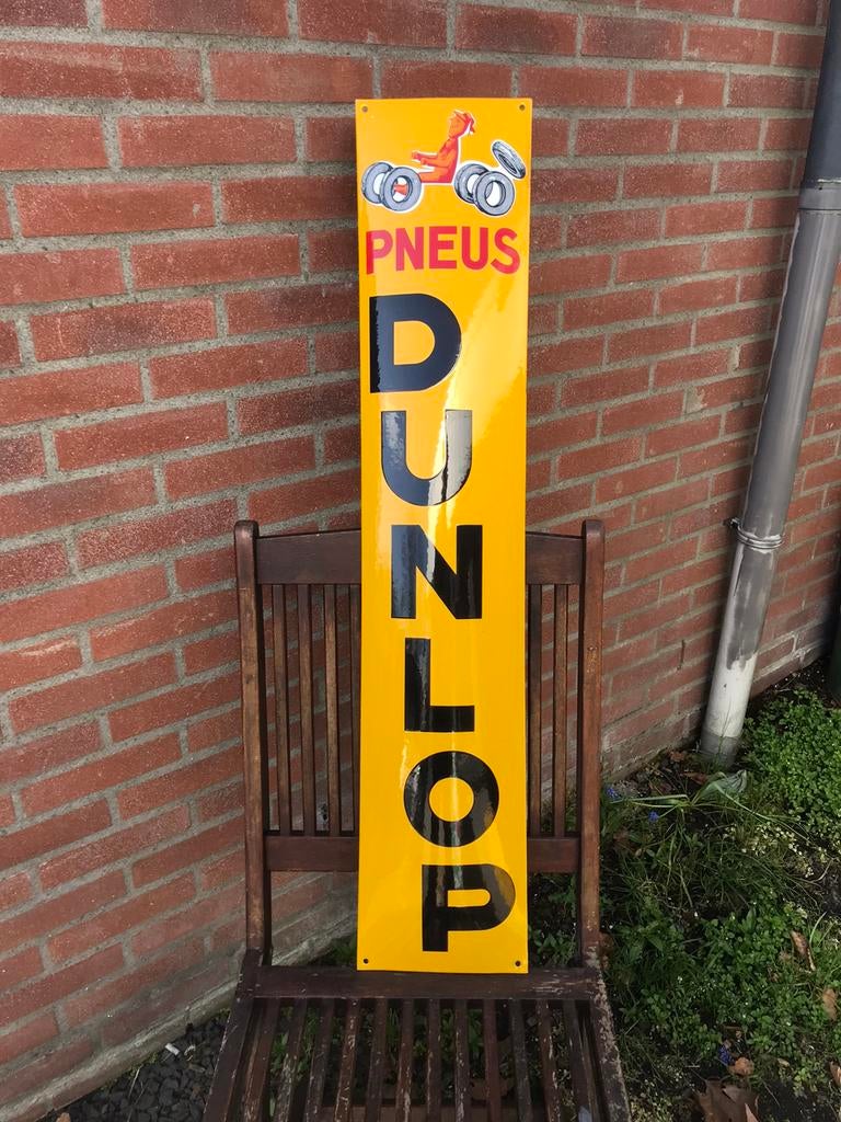 Panneau d'affichage en émail Dunlop pour pneus, Enlèvement, Utilisé, Panneau publicitaire