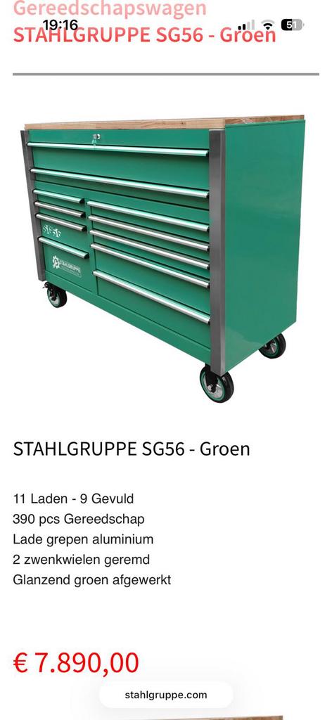 Professionele gereedschapswagen Stahlgruppe SG56, Doe-het-zelf en Bouw, Ophalen, Nieuw