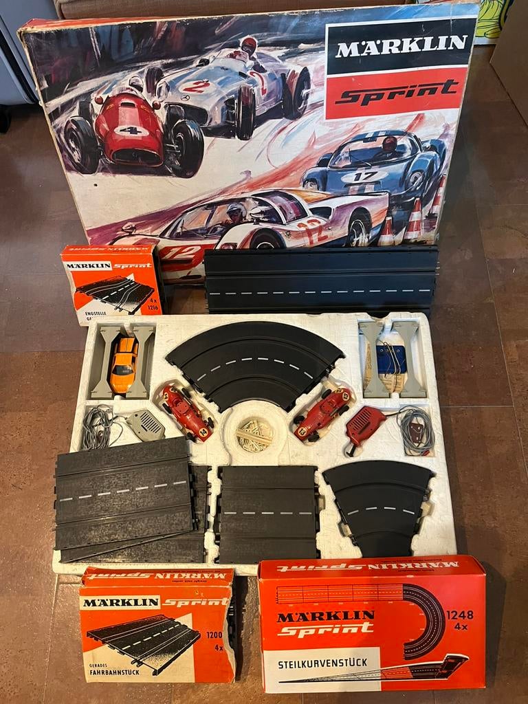 Oude Märklin racebaan (art.1401) + extra baanstukken, Kinderen en Baby's, Speelgoed | Racebanen, Ophalen, Racebaan