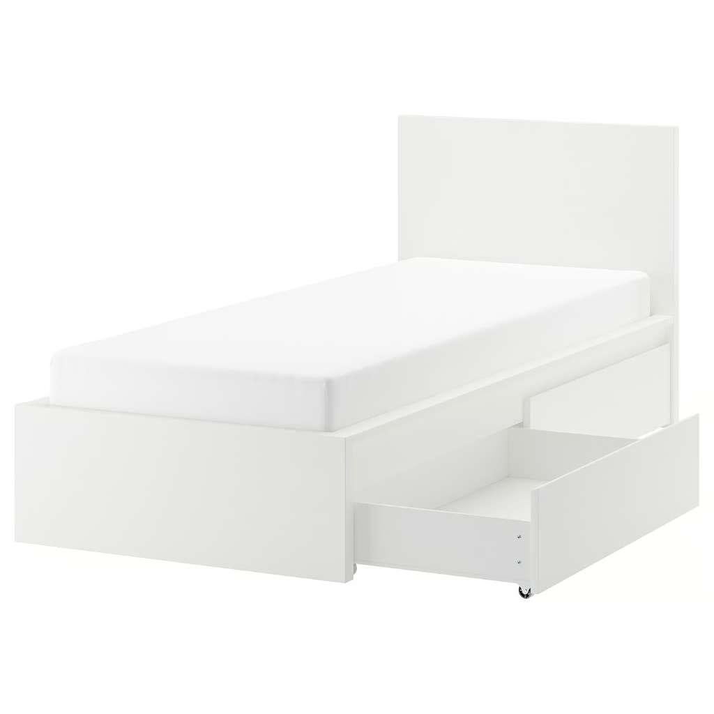 Lit simple Malm Ikea, Maison & Meubles, Chambre à coucher | Lits, 90 cm, Enlèvement, 200 cm, Blanc