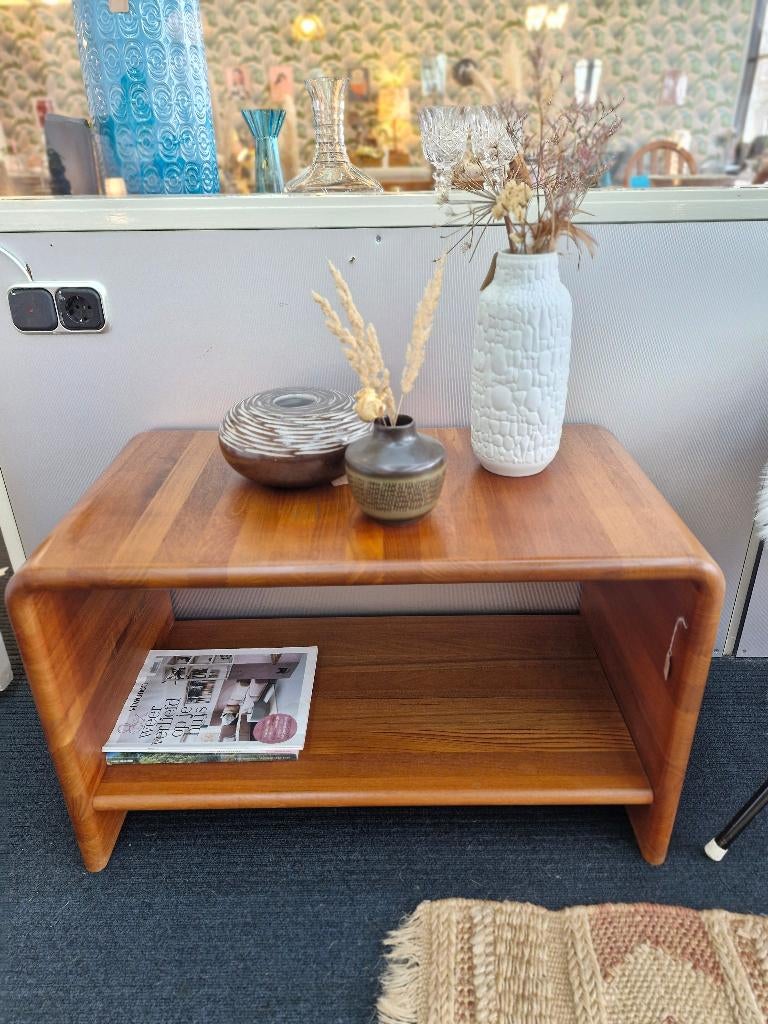 Vintage tafel / audiomeubel Deens Dyrlund 70s, Maison & Meubles, Enlèvement, Utilisé, Teck, Vintage