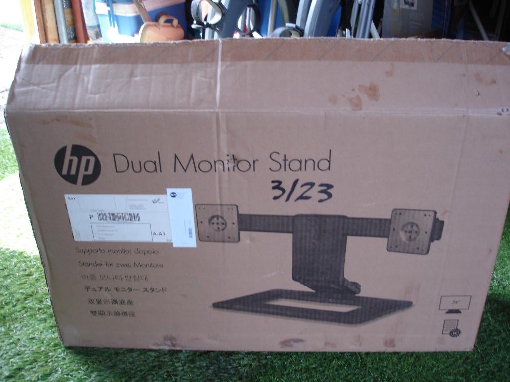HP Dual Monitor Stand AW664AA Nieuw in doos was 170 euro!, Computers en Software, Monitoren, Ophalen, Hp, Draaibaar, Max 2 x 24 inch