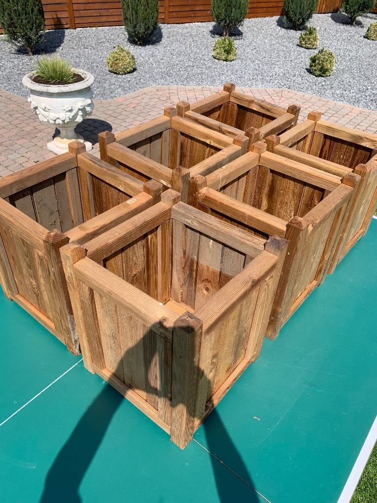 6 POTS DE FLEURS EN BOIS, Jardin & Terrasse, 25 à 40 cm, Carré, Enlèvement, Autres matériaux
