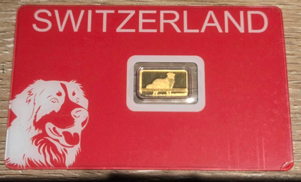 1 gr gouden gouden golden retriever-staaf uit Zwitserland, Ophalen of Verzenden, Goud