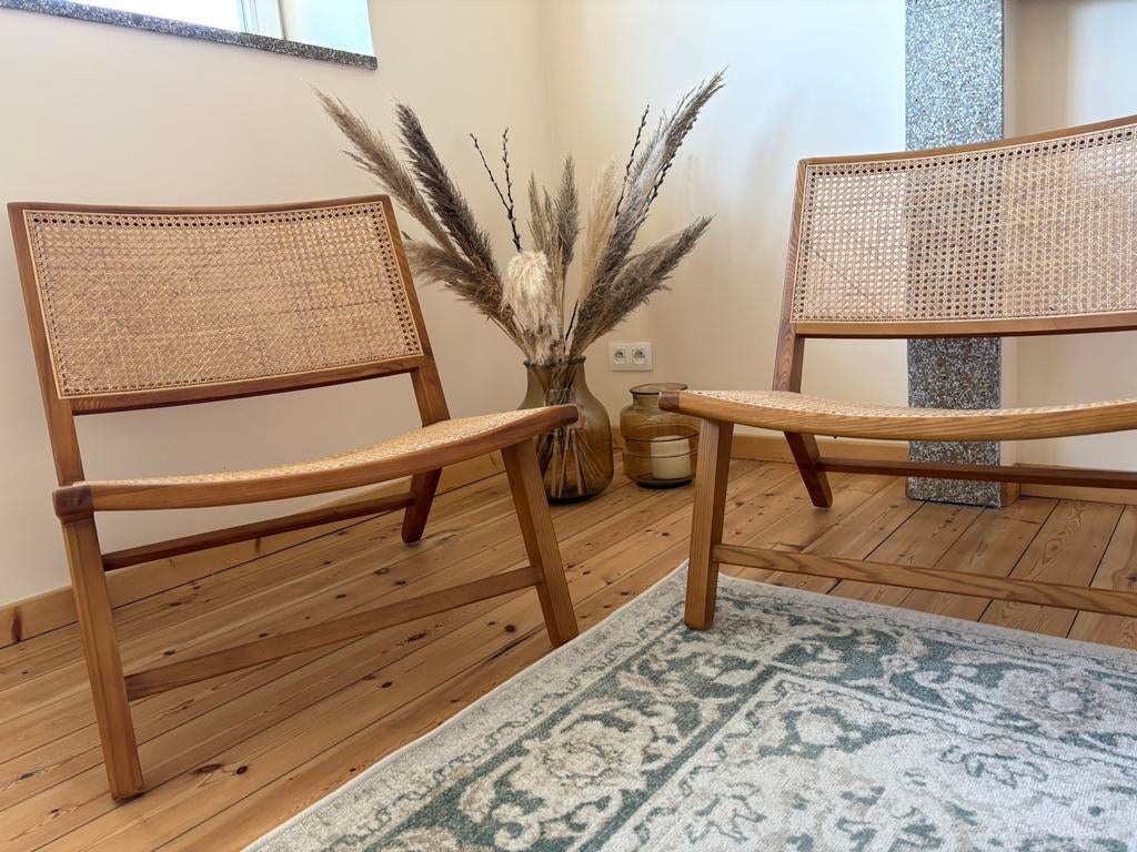 2x Rieten Fauteuil Furnified, Ophalen of Verzenden, Zo goed als nieuw