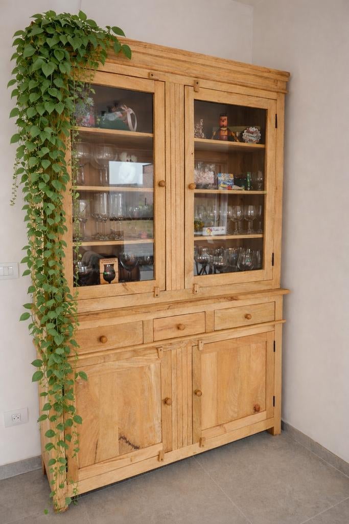 Barkast/vitrinekast mangohout massief, Huis en Inrichting, Ophalen