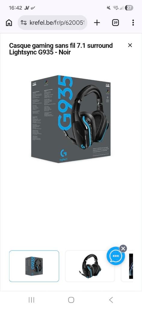LOGITECH G935, Informatique & Logiciels, Enlèvement ou Envoi, Casque gamer, Logitech, On-ear