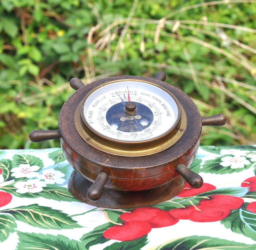 baromètre a poser gouvernail en bois, Antiquités & Art, Enlèvement ou Envoi