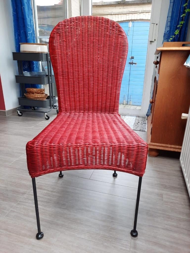 stoelen, Ophalen, Riet, Gebruikt, Metaal