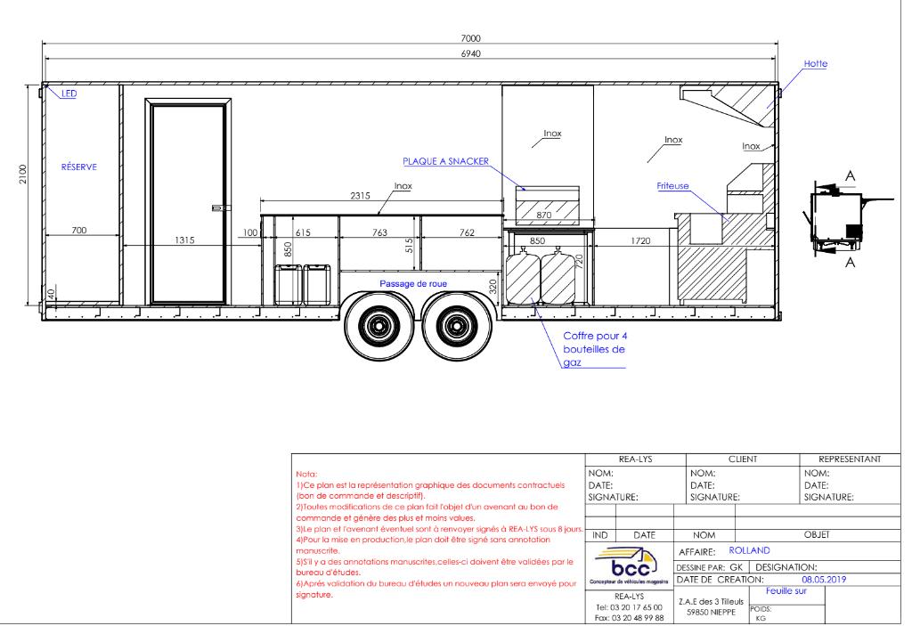Remorque friterie - clé en main, Zakelijke goederen