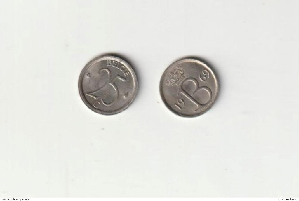 BELGIE BELGIUM BAUDOUIN 25 C 1969 NL, Timbres & Monnaies, Monnaies | Belgique, Enlèvement ou Envoi, Métal, Monnaie en vrac