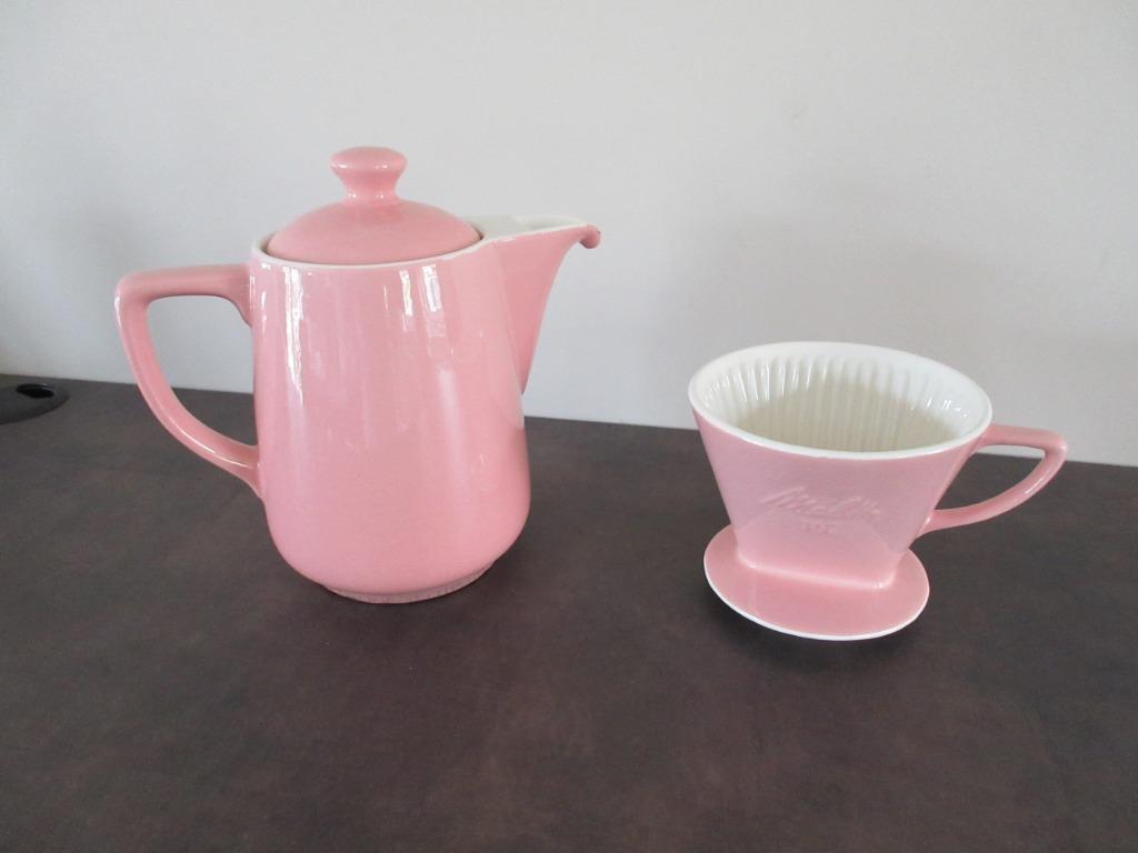 Melitta oude koffiepot met filter in keramiek rose vintage, Antiek en Kunst, Ophalen