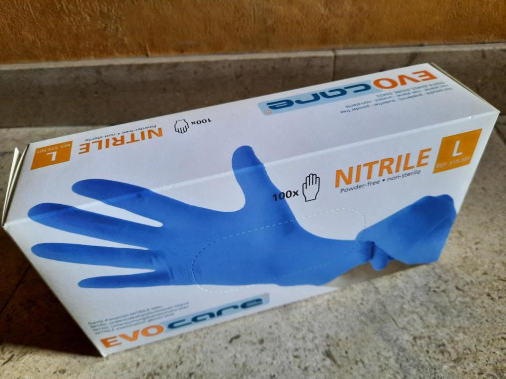 Boîte 100 gants d'examen / de soin nitrile bleu (L), Enlèvement ou Envoi, Neuf