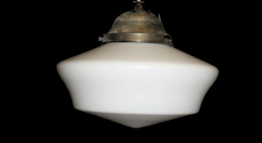 Lampe suspendue ancienne blanche opaline, Antiquités & Art, Enlèvement ou Envoi