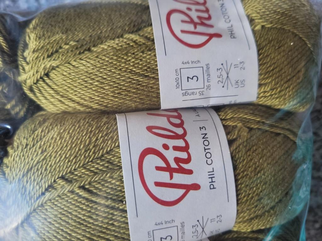 Phildar Phil cotton 3 plantaardige kleur, Hobby en Vrije tijd, Breien en Haken, Ophalen, Nieuw