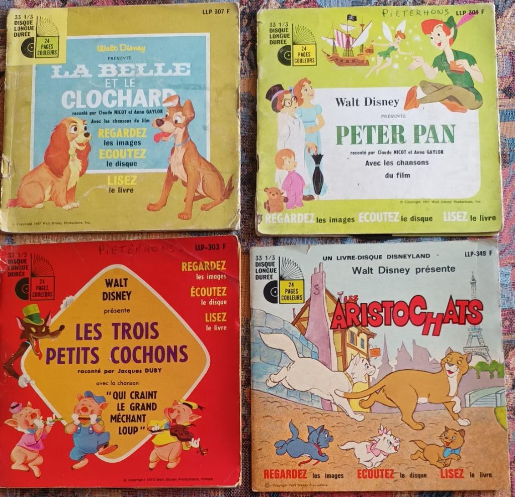 8 Vinyls disques 33 tours DISNEY + livrets de 24 pages, Ophalen of Verzenden, Gebruikt