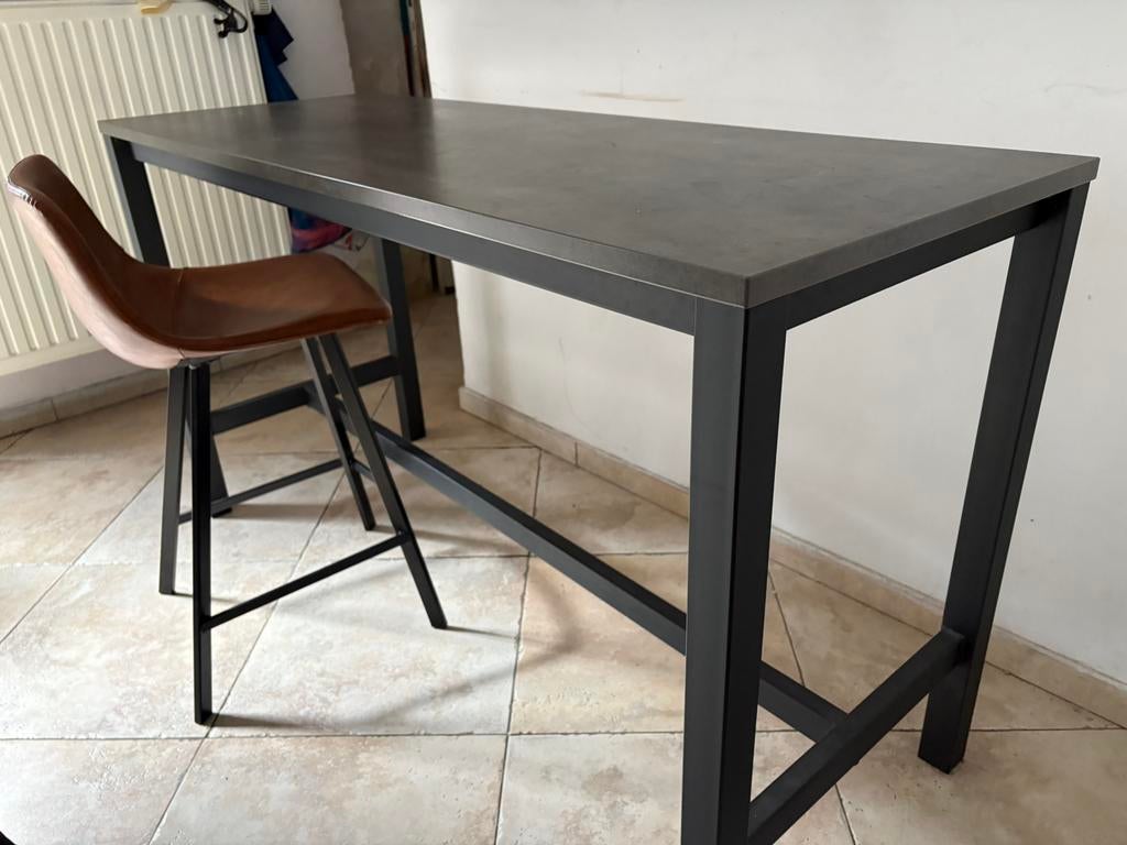 Table haute fer forgé gris anthracite, Maison & Meubles, Enlèvement, Comme neuf