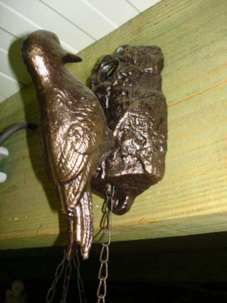 heurtoir pic pivert en fonte pat bronze , sonnette, Jardin & Terrasse, Enlèvement, Neuf