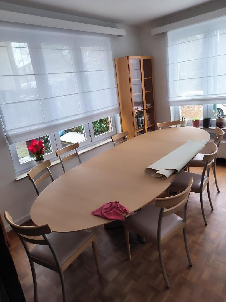 TABLE DE SALON DESIGN et 8 CHAISES,  ROCHE BEAUBOIS, Chêne, Scandinave ou comtemporain, 100 à 150 cm, Enlèvement