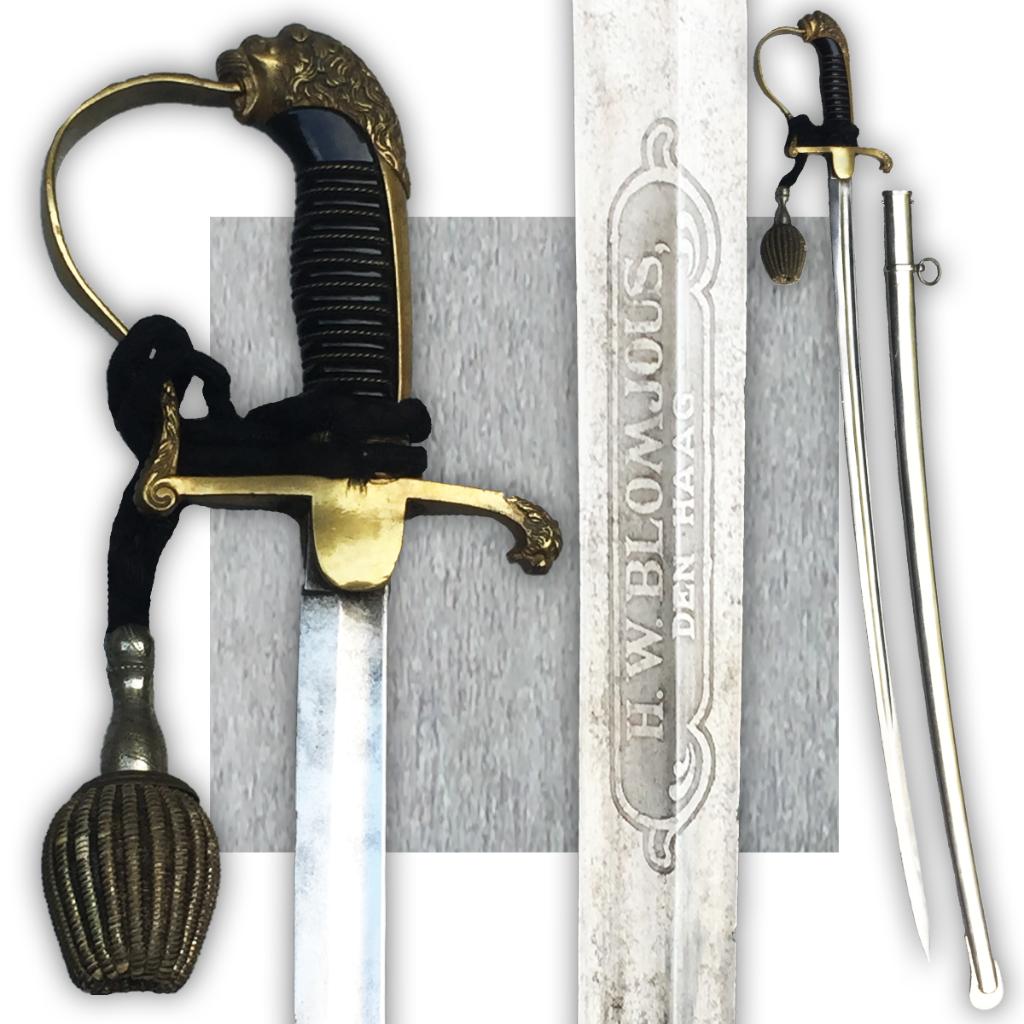 🚨RARE / SABRE OFFICIER HOLLANDAIS H.W.BLOMJOUS ORIGINAL, Collections, Envoi, Armée de terre, Épée ou sabre