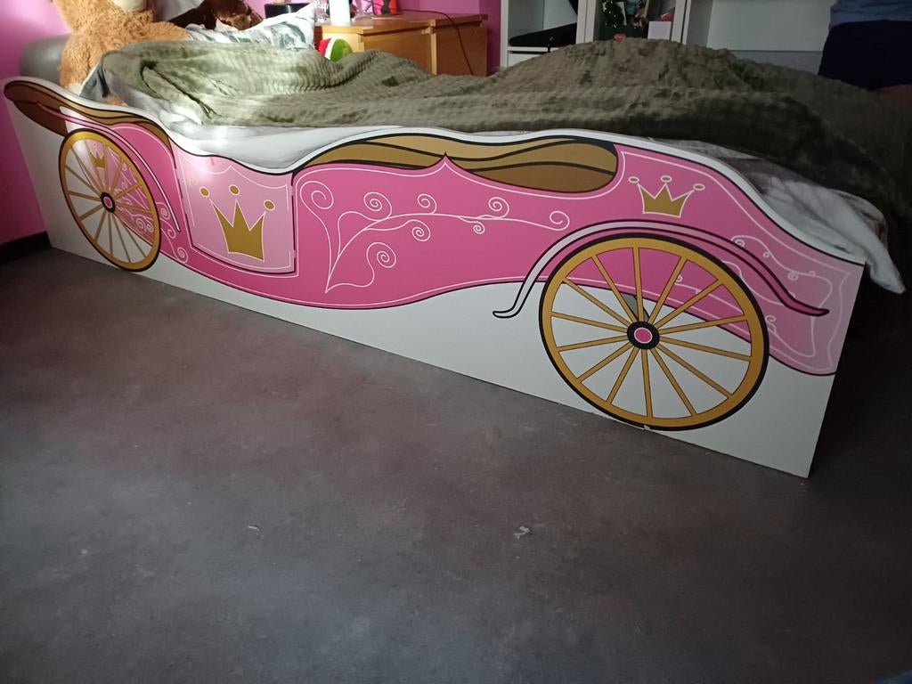 Prinsessenbed met latenbodem, Kinderen en Baby's, Kinderkamer | Bedden, 85 tot 100 cm, Gebruikt, 180 cm of meer, Ophalen