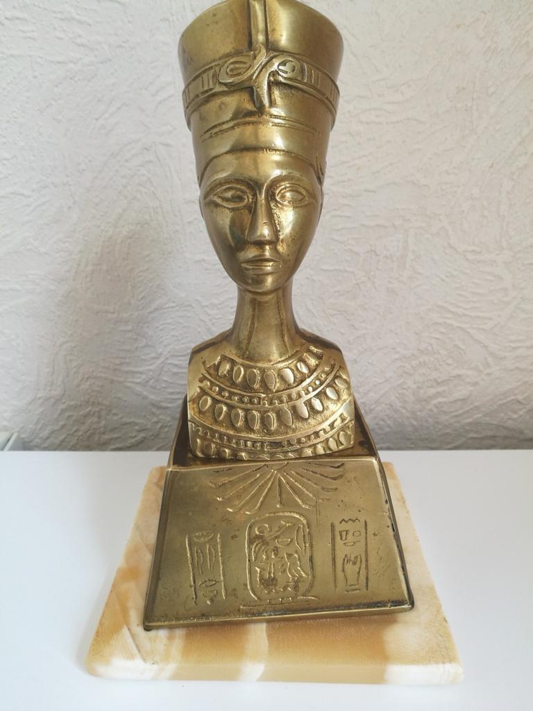 Vintage Grand Buste de Néfertiti en Bronze, Antiquités & Art, Enlèvement ou Envoi, Bronze