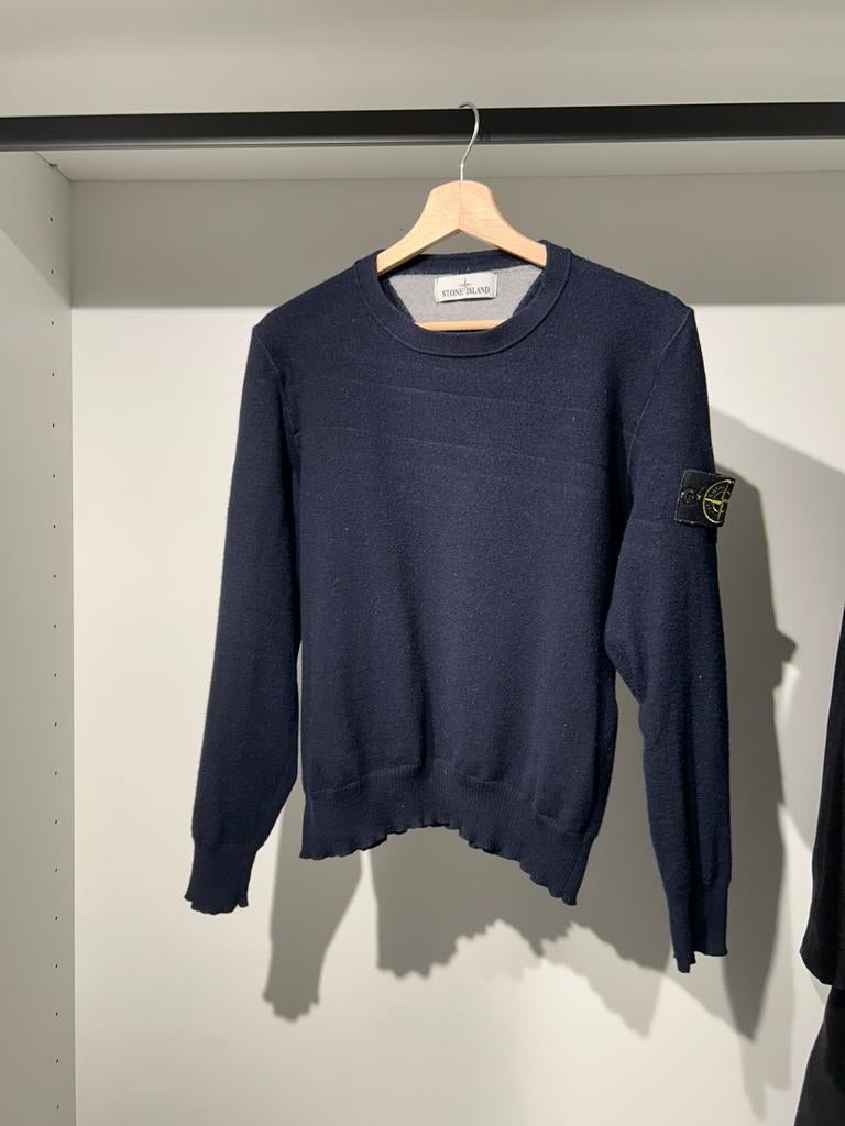 Pull en laine bleu marine Stone Island, Enlèvement ou Envoi, Comme neuf, Taille 46 (S) ou plus petite, Bleu