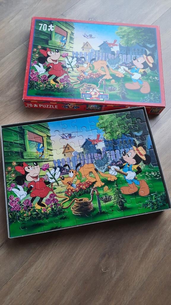 Puzzel Mickey en Minnie. 70 stukjes., Kinderen en Baby's, Ophalen of Verzenden, Gebruikt