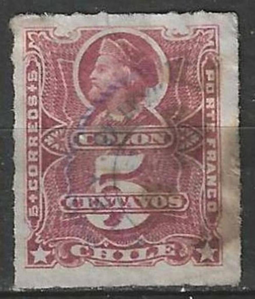 Chili 1878/1899 - Yvert 23 - Christoffel Columbus (ST), Postzegels en Munten, Postzegels | Amerika, Gestempeld, Ophalen of Verzenden